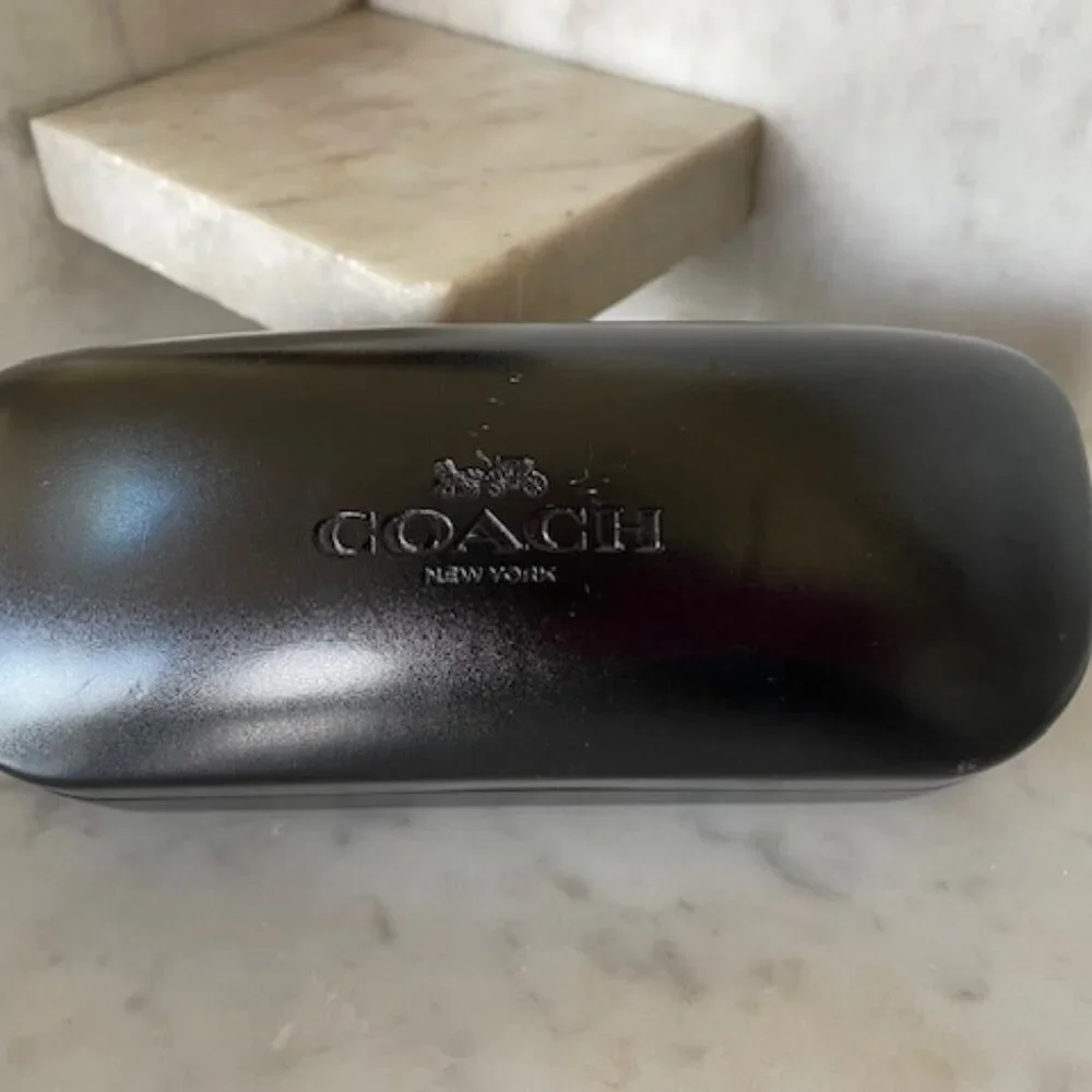 COACH Black Eyeglass Hard Clamshell Case Hinged with Cleaning Cloth